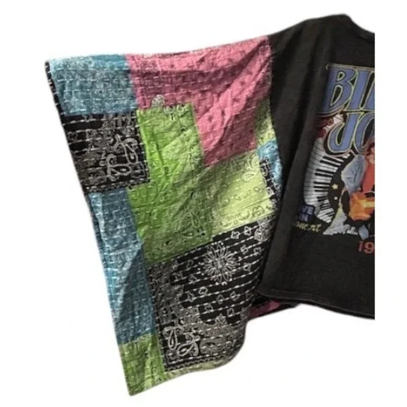 VTG Billy Joel 1994 Concert Oversized Tee With M/L Patchwork Kimono Sleeve Boho - Picture 9 of 16